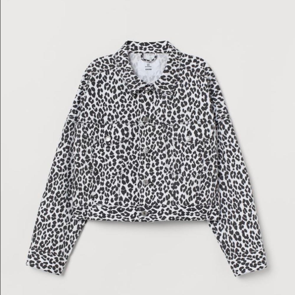 ✨ Black and White Leopard Denim Jacket by H&M✨